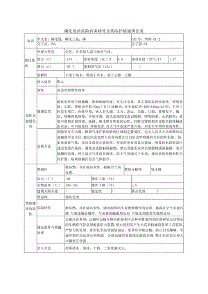 磷化氢的危险有害特性及其防护措施辨识表.docx