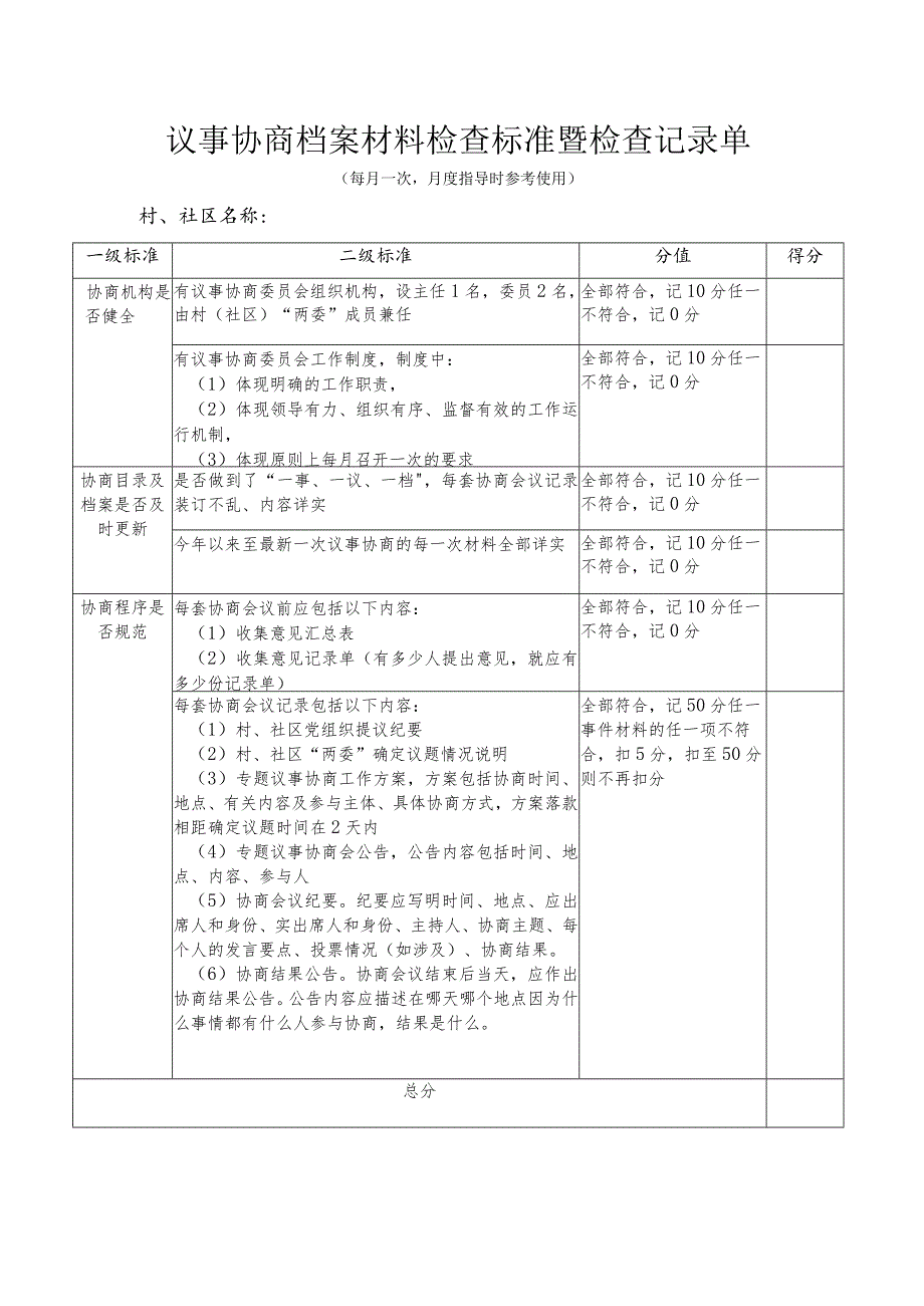 议事协商档案材料检查标准.docx_第1页