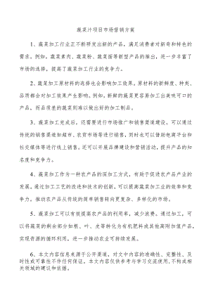 蔬菜汁项目市场营销方案.docx