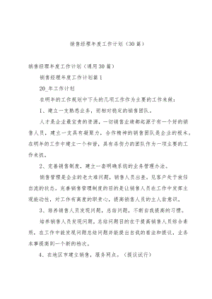 销售经理年度工作计划（30篇）.docx