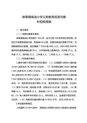 麻栗镇镇南油小学义务教育优质均衡一校一策（2023.12.20）.docx