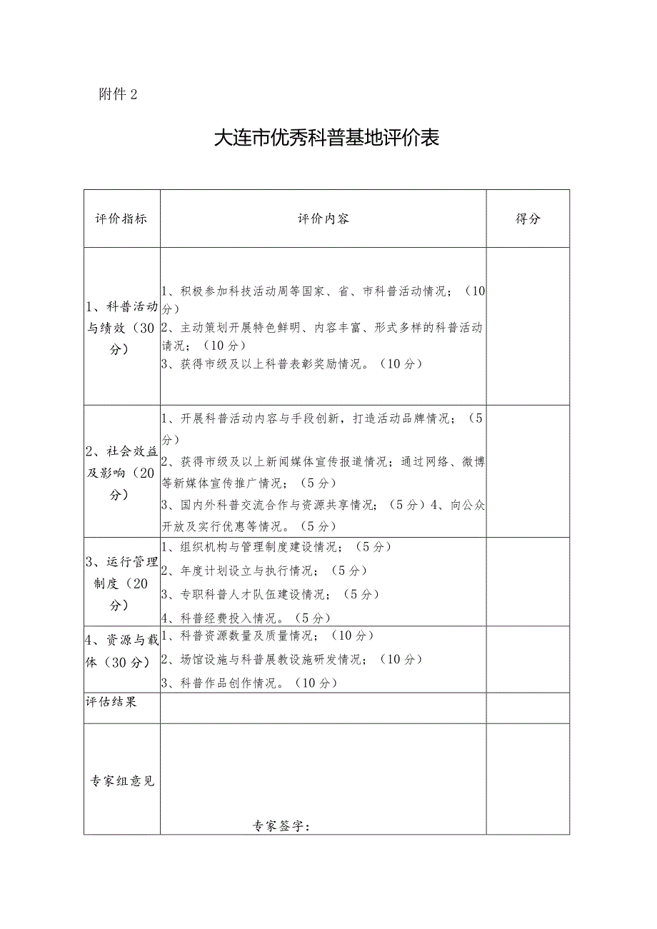 附件6：重庆市科普基地评估等级标准（试用）.docx_第1页