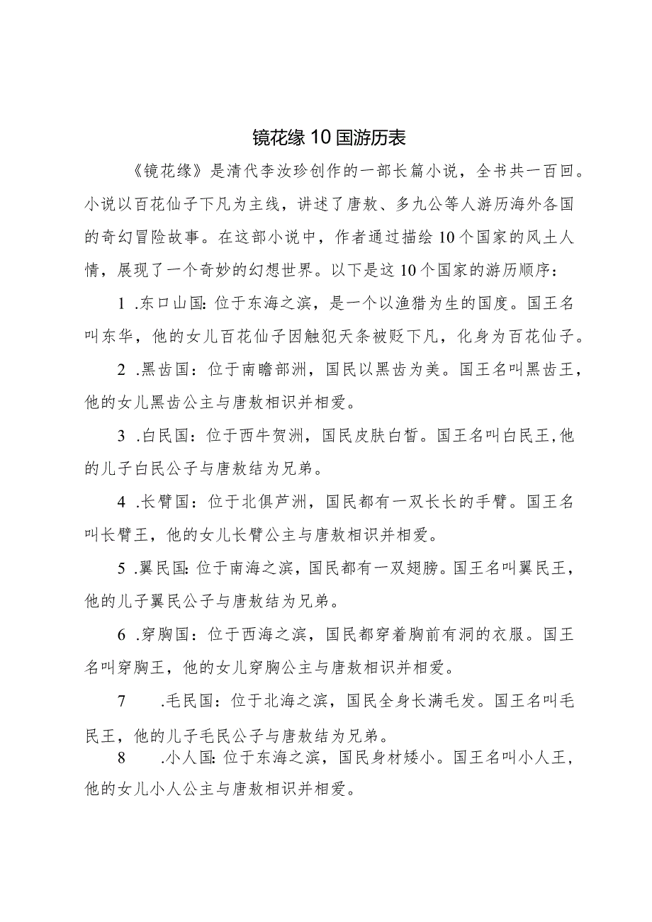 镜花缘10国游历表.docx_第1页