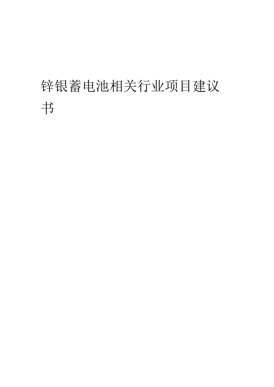 锌银蓄电池相关行业项目建议书.docx_第1页