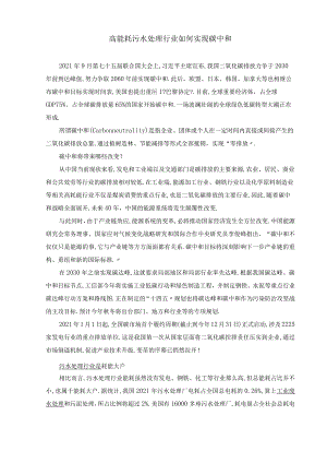 高能耗污水处理行业如何实现碳中和.docx