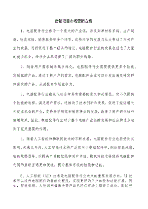 音箱项目市场营销方案.docx