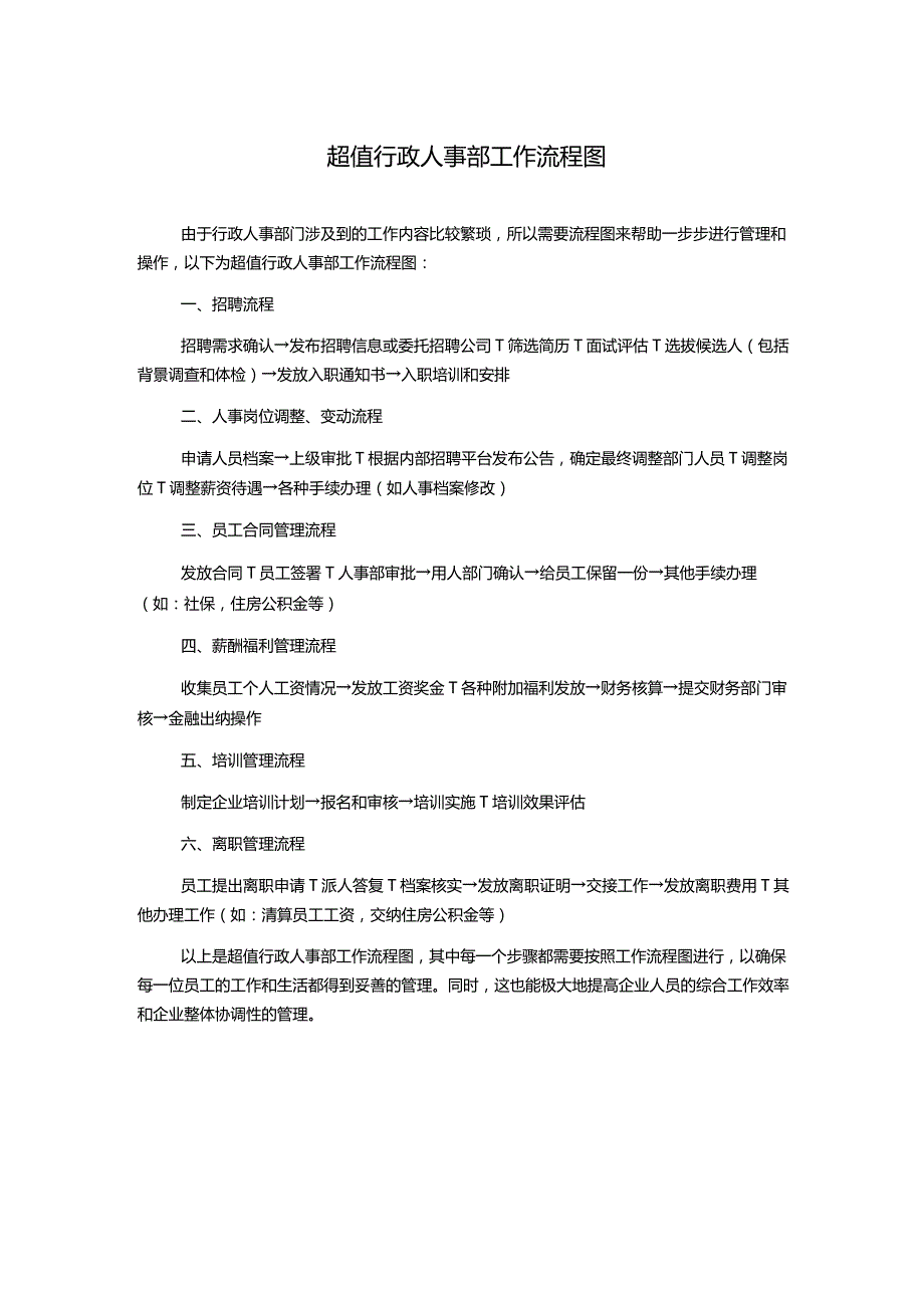 超值行政人事部工作流程图.docx_第1页