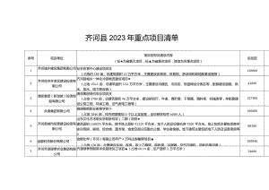 齐河县2023年重点项目清单.docx