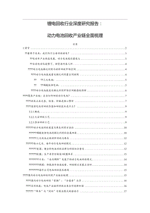 锂电回收行业深度研究报告：动力电池回收产业链全面梳理.docx