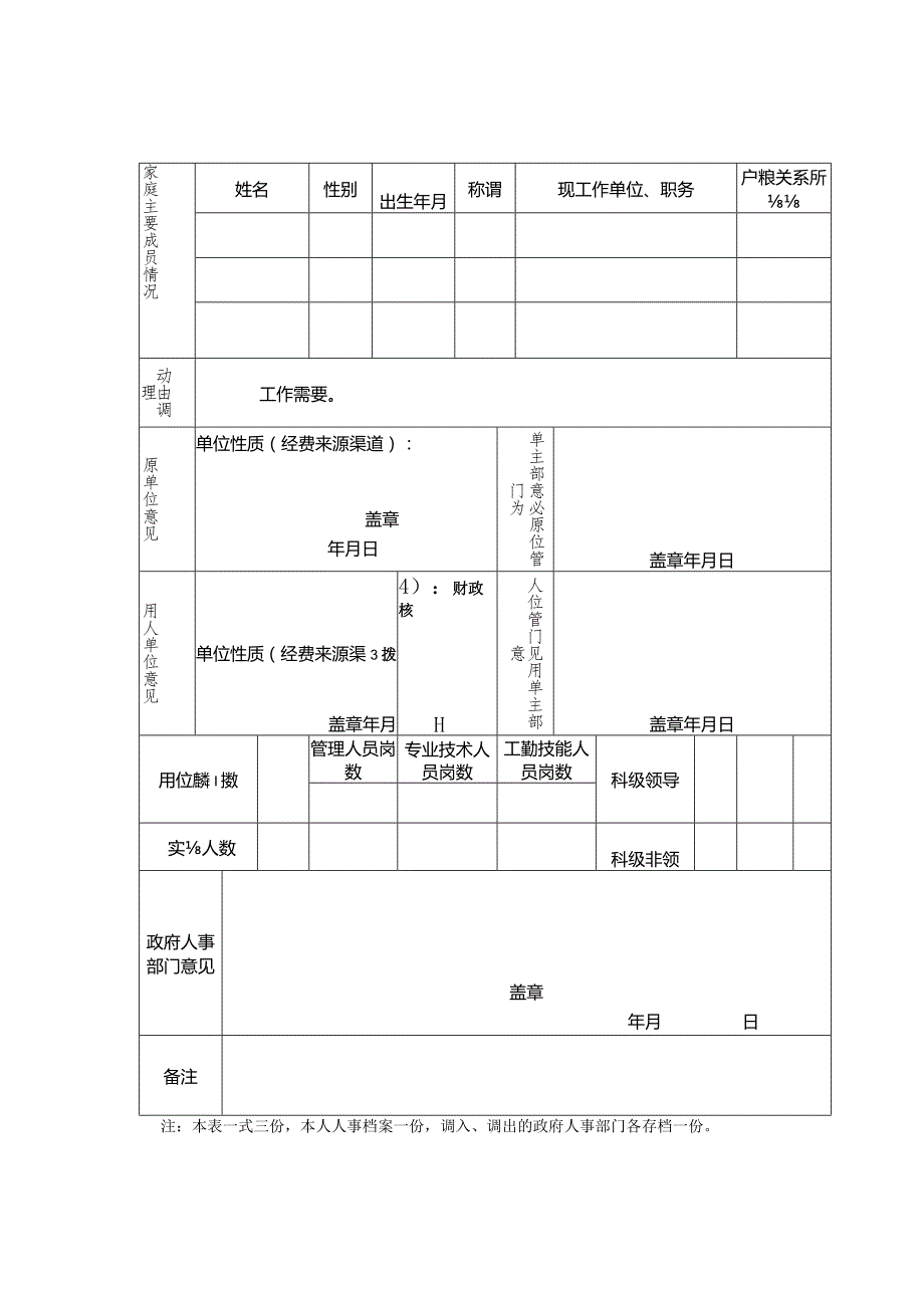 龙岩市事业单位工作人员调动呈报表.docx_第2页