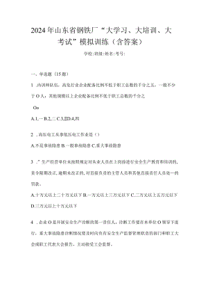 2024年山东省钢铁厂“大学习、大培训、大考试”模拟训练（含答案）.docx