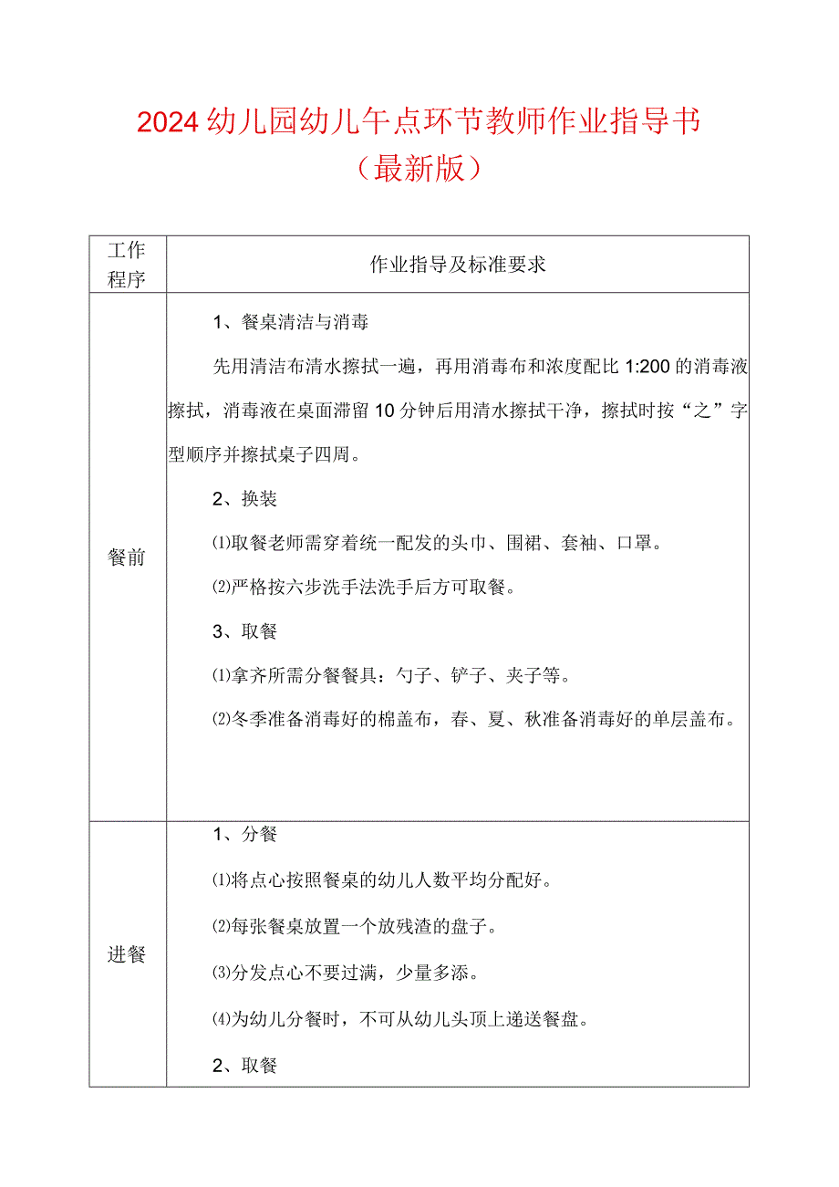 2024幼儿园幼儿午点环节教师作业指导书（最新版）.docx_第1页