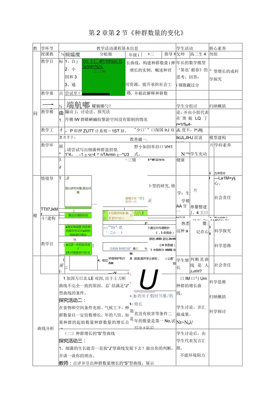 2023-2024学年人教版选择性必修21-2种群数量的变化教学设计.docx_第1页