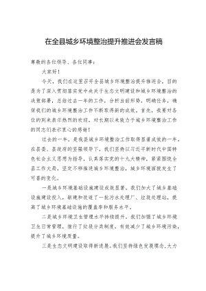 在全县城乡环境整治提升推进会发言稿.docx