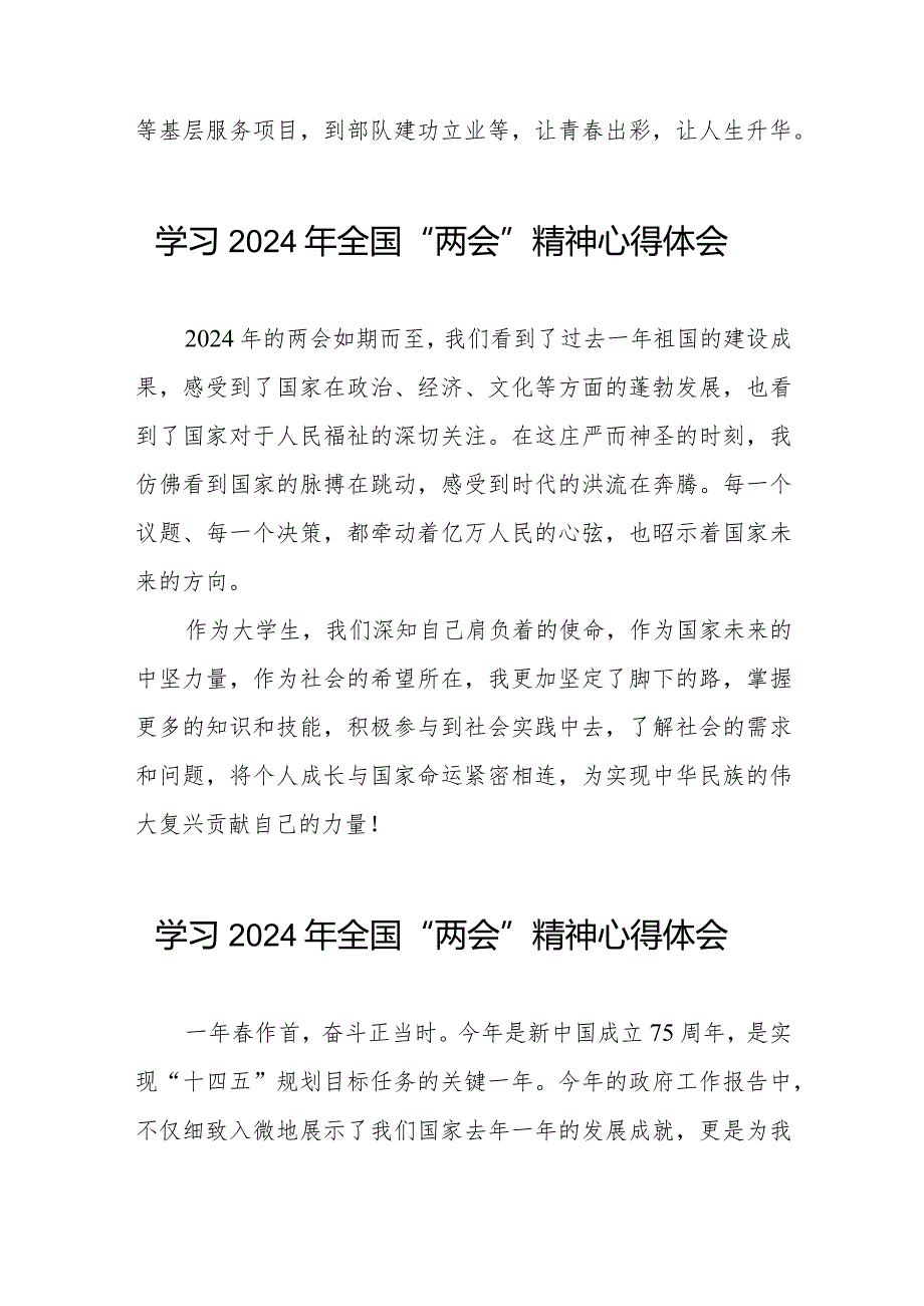 医院团干部学习2024年全国“两会”精神心得体会二十篇.docx_第3页