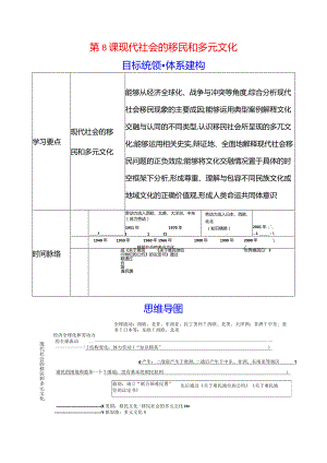 2023-2024学年部编版选择性必修3第三单元第8课现代社会的移民和多元文化（学案）.docx