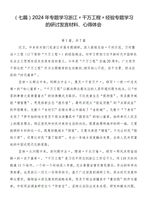 （七篇）2024年专题学习浙江“千万工程”经验专题学习的研讨发言材料、心得体会.docx