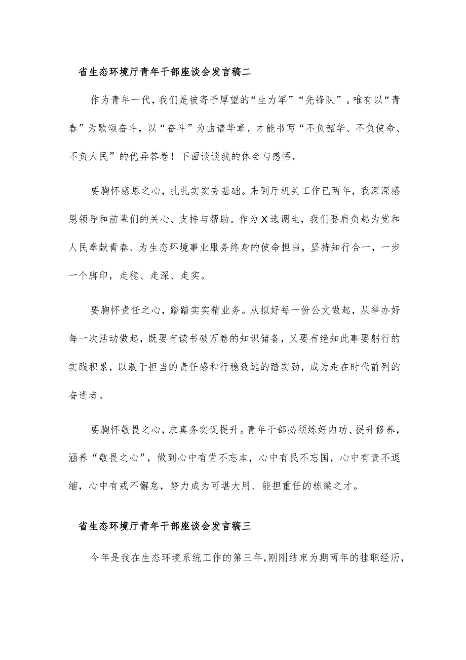 生态环境厅青年干部座谈会发言稿7篇.docx_第2页