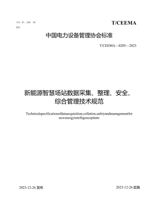 T∕CEEMA0205-2023新能源智慧场站数据采集、整理、安全、综合管理技术规范.docx