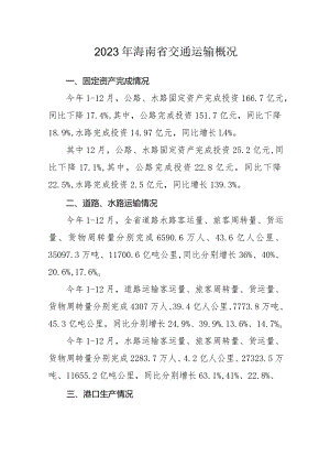 2023年海南省交通运输概况.docx