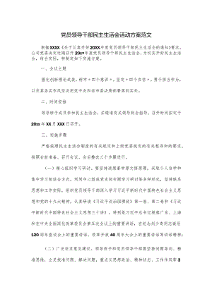 党员领导干部民主生活会活动方案范文.docx