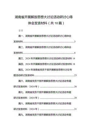 湖南省开展解放思想大讨论活动研讨心得体会发言材料范文精选(10篇).docx