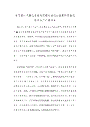 学习新时代推动中部地区崛起座谈会重要讲话重视粮食生产心得体会.docx