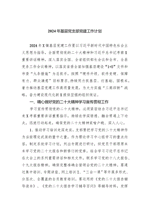 2024年基层党支部党建工作计划范文精选(8篇).docx