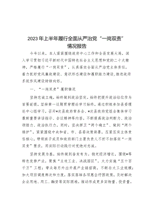 2023年上半年履行全面从严治党“一岗双责”情况报告&市档案馆关于2023年落实全面从严治党主体责任情况报告.docx