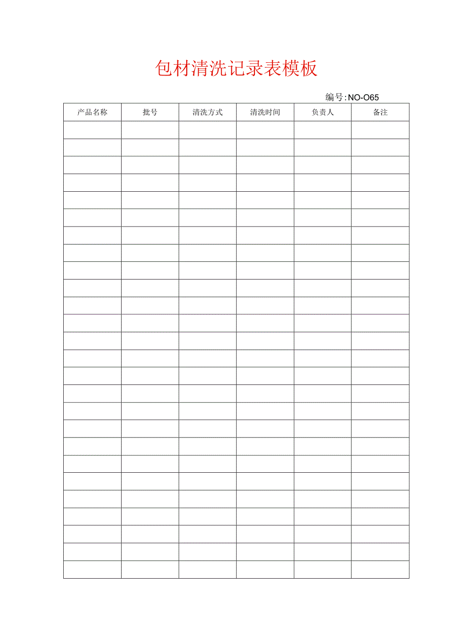包材清洗记录表模板.docx_第1页