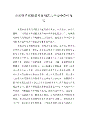 必须坚持高质量发展和高水平安全良性互动.docx