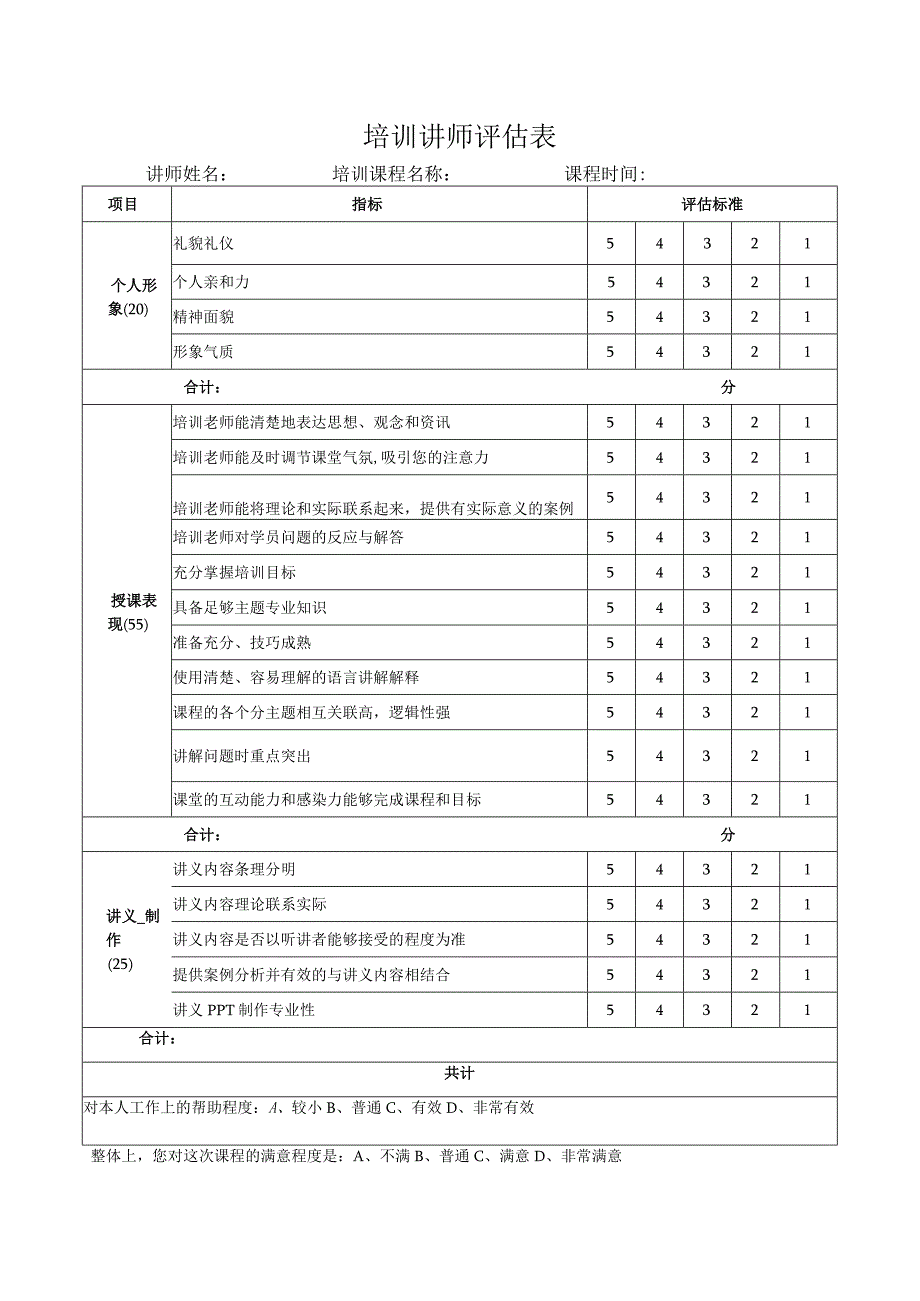 培训讲师评估表.docx_第1页