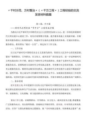 “千村示范、万村整治”（“千万工程”）工程经验的交流发言材料数篇.docx