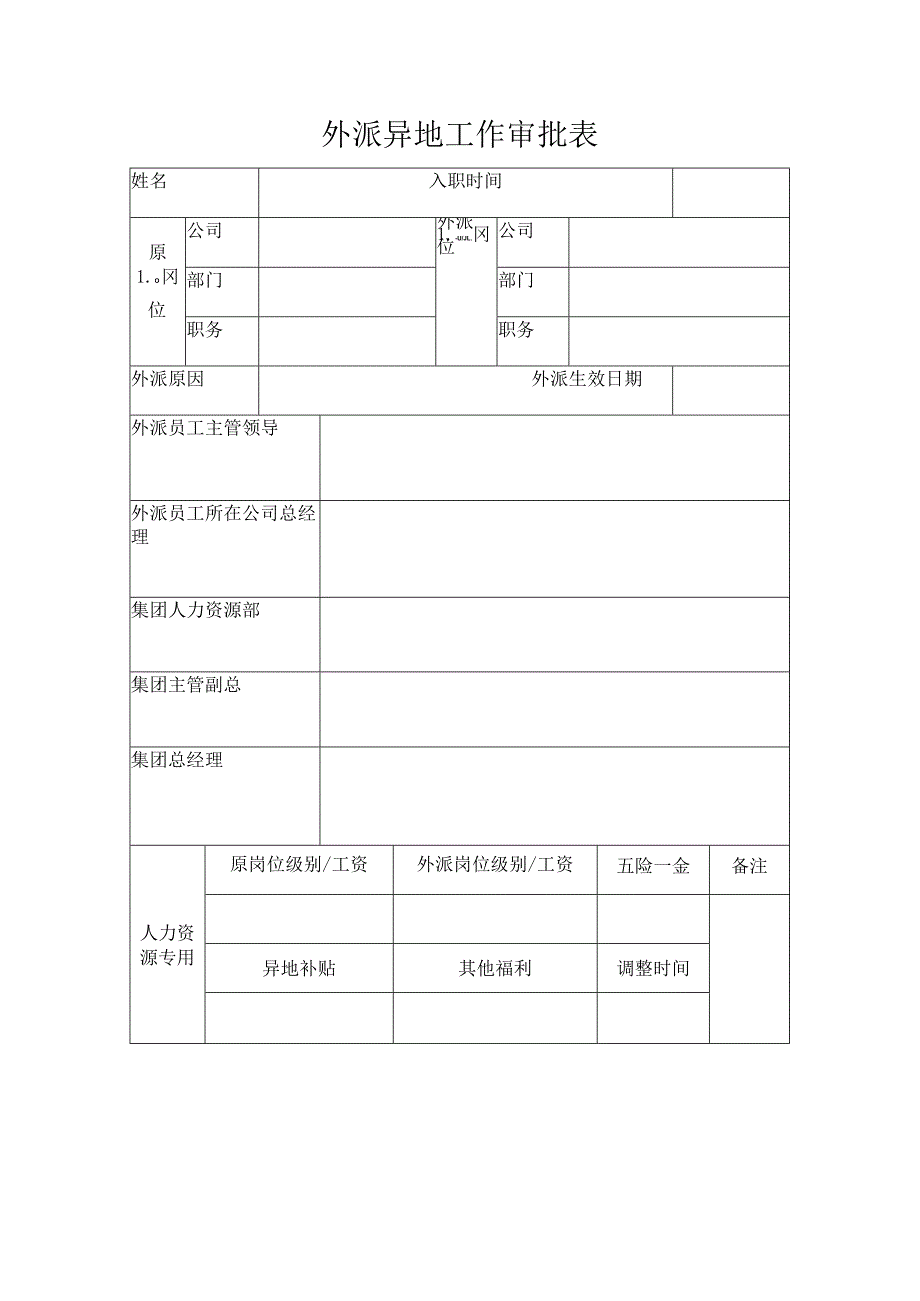 外派异地工作审批表.docx_第1页