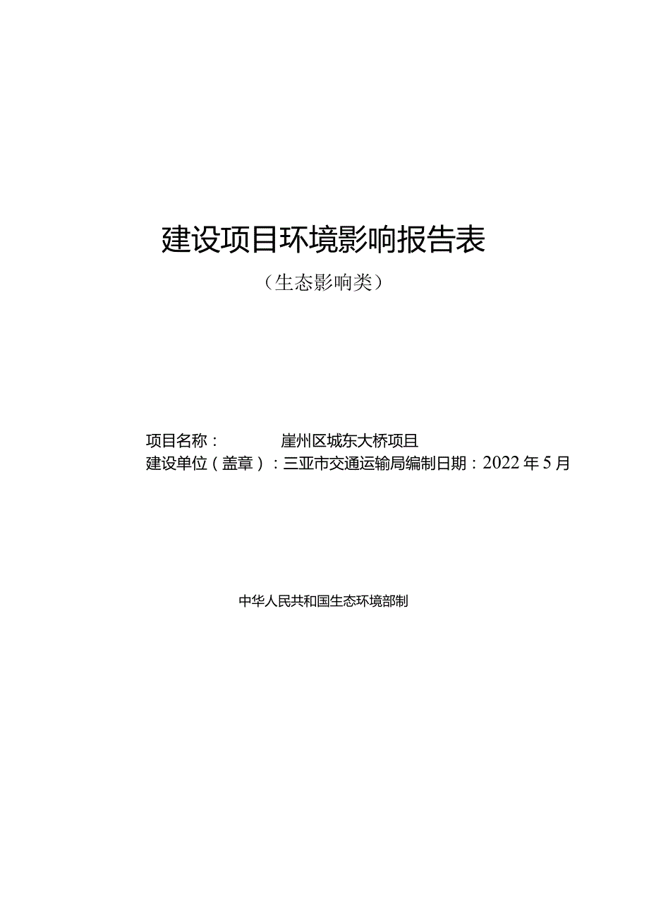 2021崖州区城东大桥项目环评报告.docx_第1页