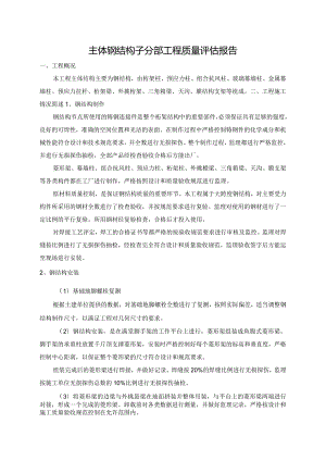 主体钢结构子分部工程质量评估报告.docx