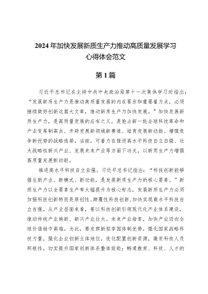 (八篇)2024年加快发展新质生产力推动高质量发展学习心得体会范文.docx