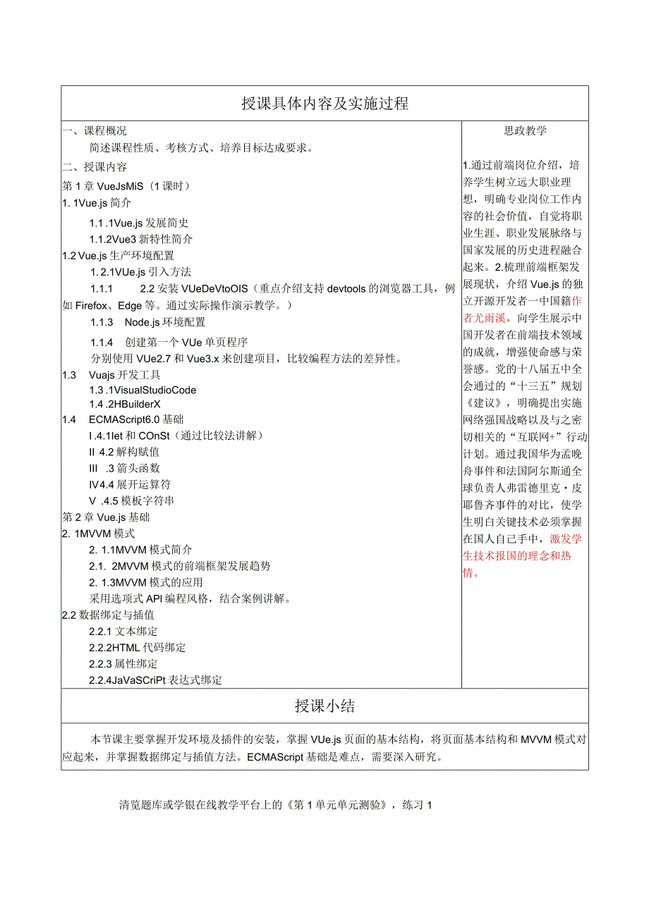 Vue.js3.x前端开发技术与实战-教案全套第1--12章Vue.js概述---网络请求库Axios与JSON.docx_第3页