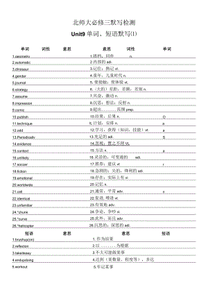 2023-2024学年北师大版（2019）必修第三册Unit9LearningLesson1ActiveLearning单词、短语和句型默写检测作业.docx