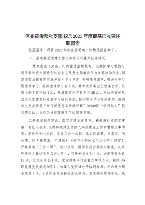 2023年度抓基层党建述职报告（宣传部党支部书记）.docx