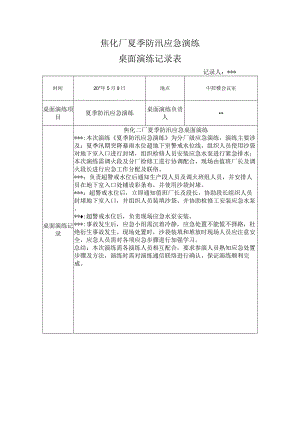 焦化厂夏季防汛应急演练桌面演练.docx