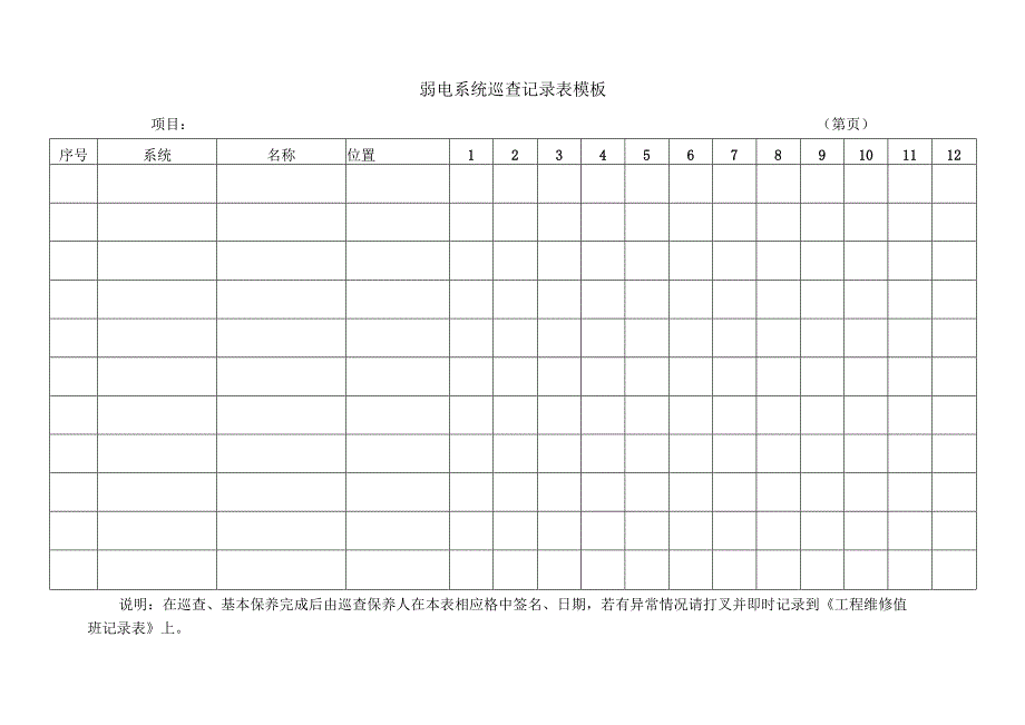 弱电系统巡查记录表模板.docx_第1页