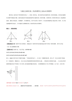 22解直角三角形模型之实际应用模型（教师版）.docx