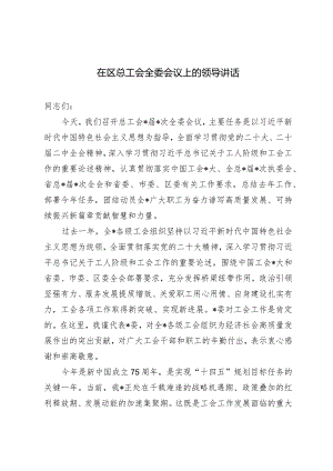 2024年在区总工会全委会议上的领导讲话.docx