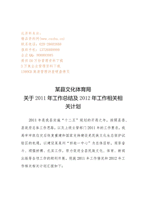 XX县文化体育局年度工作总结与工作计划.docx