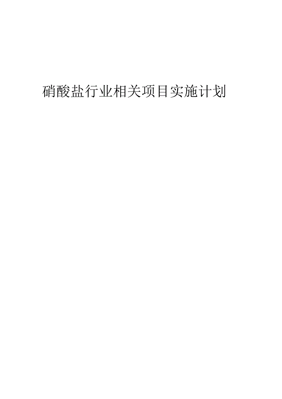 2023年硝酸盐行业相关项目实施计划.docx_第1页