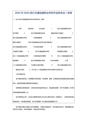 2024年2024四川交通运输职业学校开设的专业一览表.docx