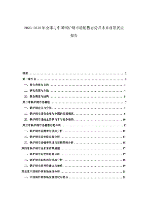 2023-2030年全球与中国锅炉钢市场销售态势及未来前景展望报告.docx