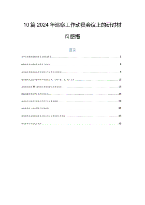 10篇2024年巡察工作动员会议上的研讨材料感悟.docx