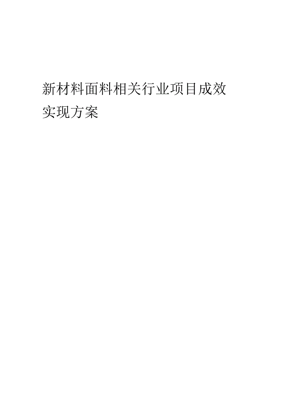 2023年新材料面料相关行业项目成效实现方案.docx_第1页